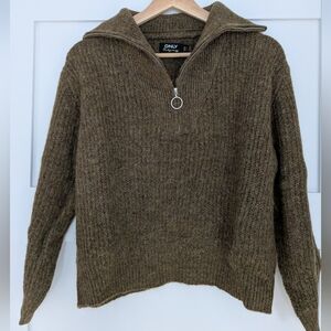 ONLY Women's Brown Quarter Zip Sweater